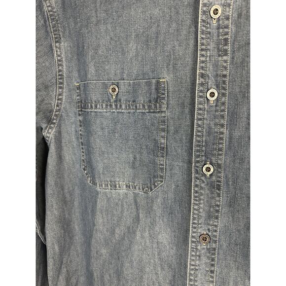 L.L. Bean Button Down Denim Pocket Shirt Long Sleeve Cotton Top Men's Size M - Picture 4 of 12